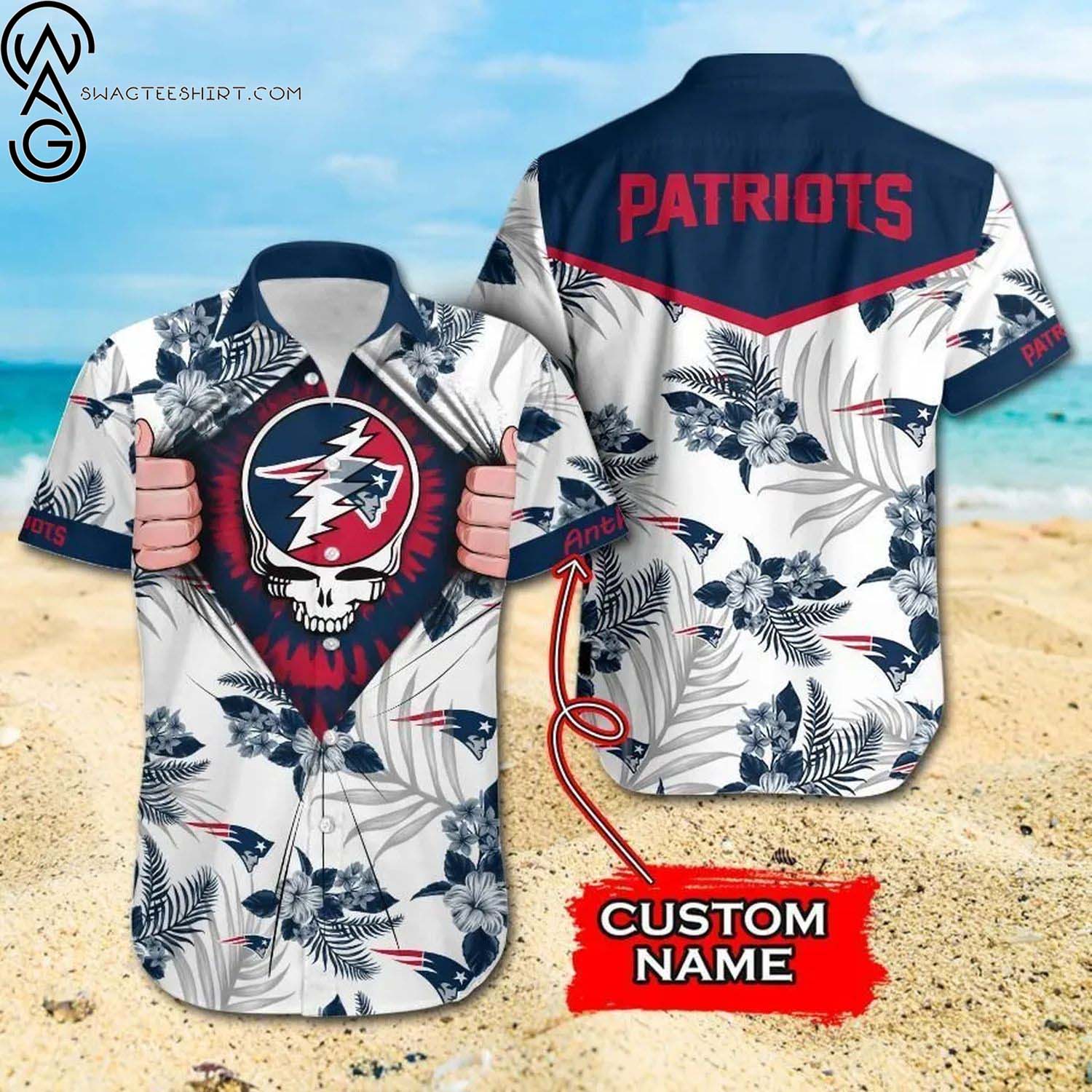 New England Patriots Floral Tropical Aloha Hawaiian Shirt