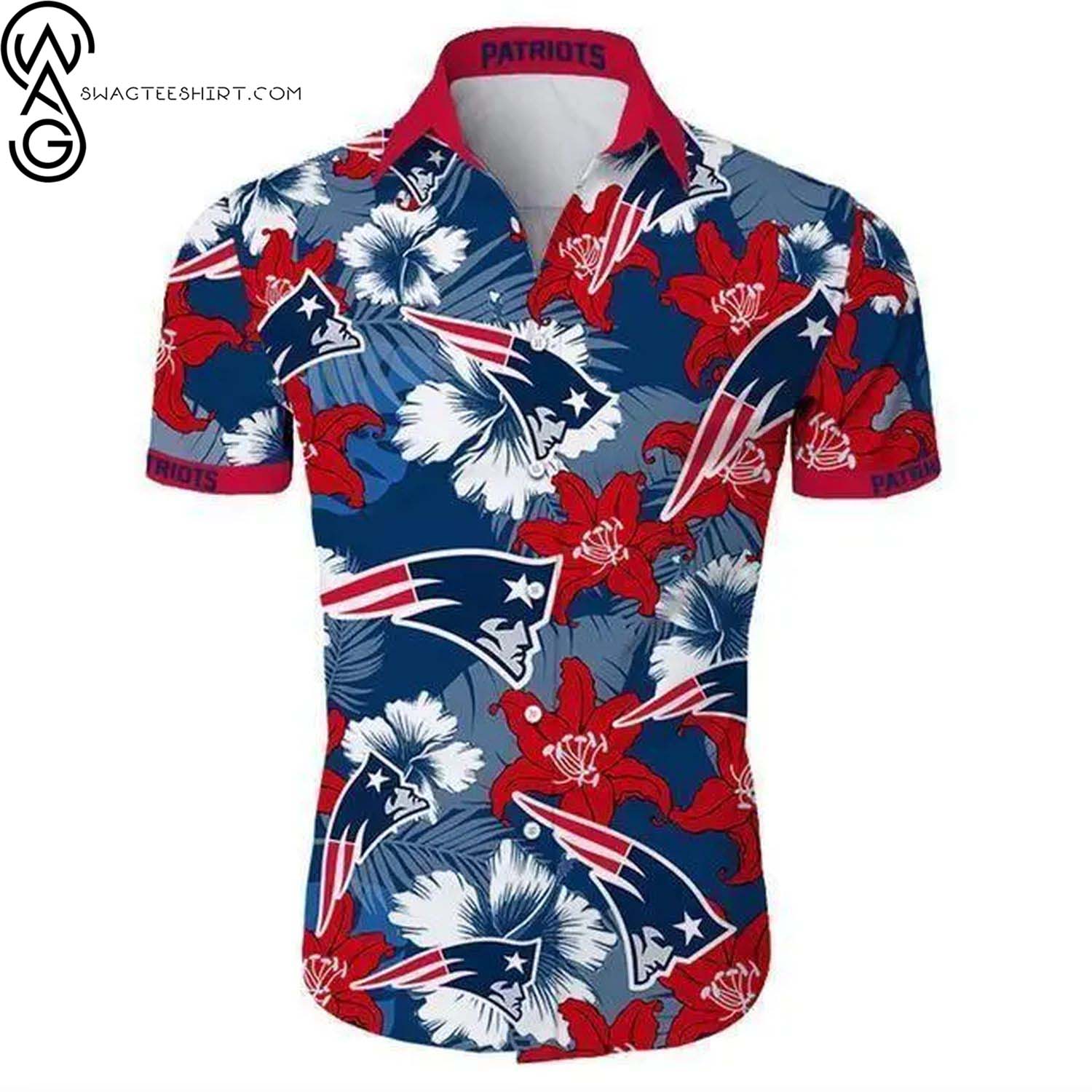 New England Patriots Mickey And Flowers Summer Aloha Hawaiian Shirt