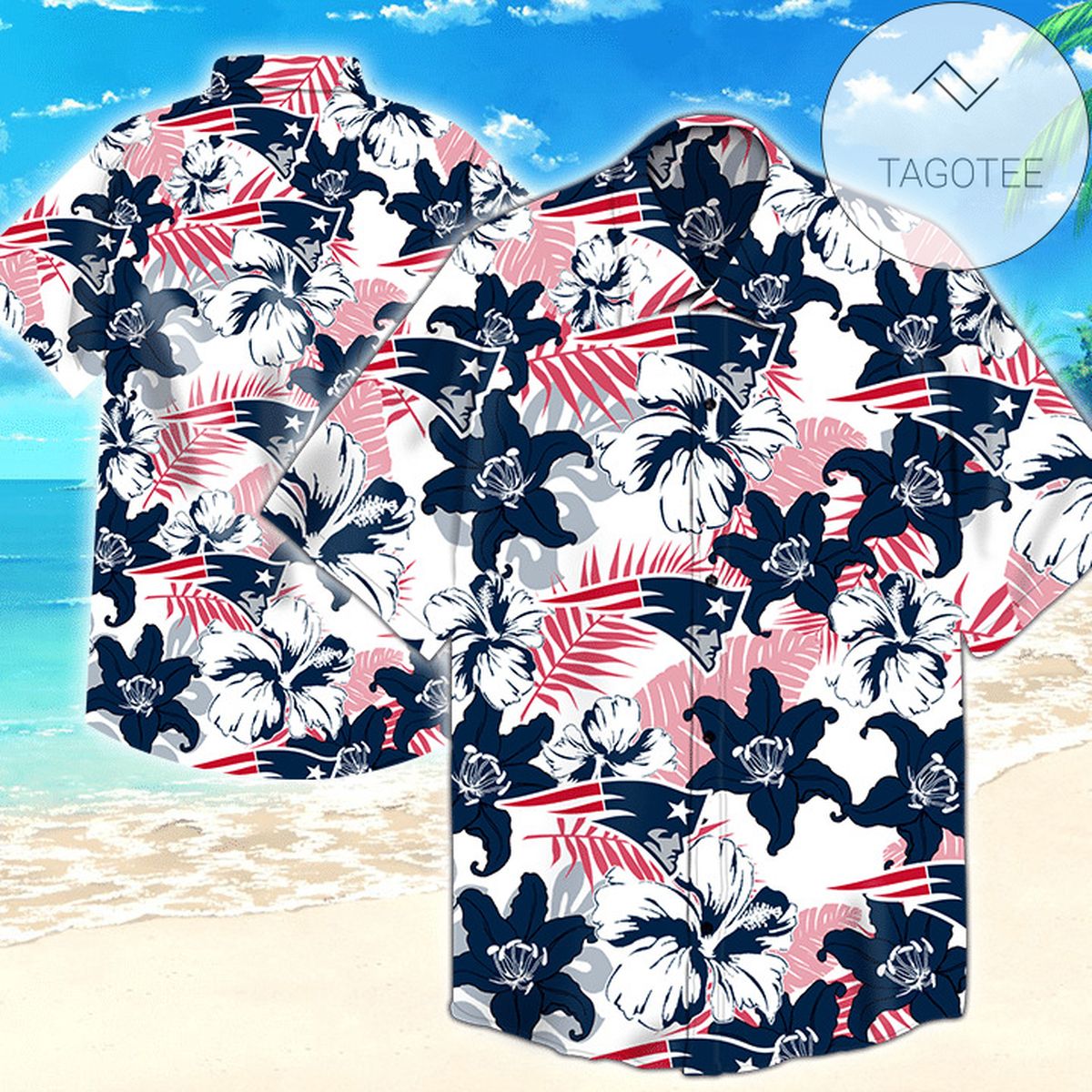 New England Patriots LV All Over Print Summer Short Sleeve Hawaiian Beach Shirt – White