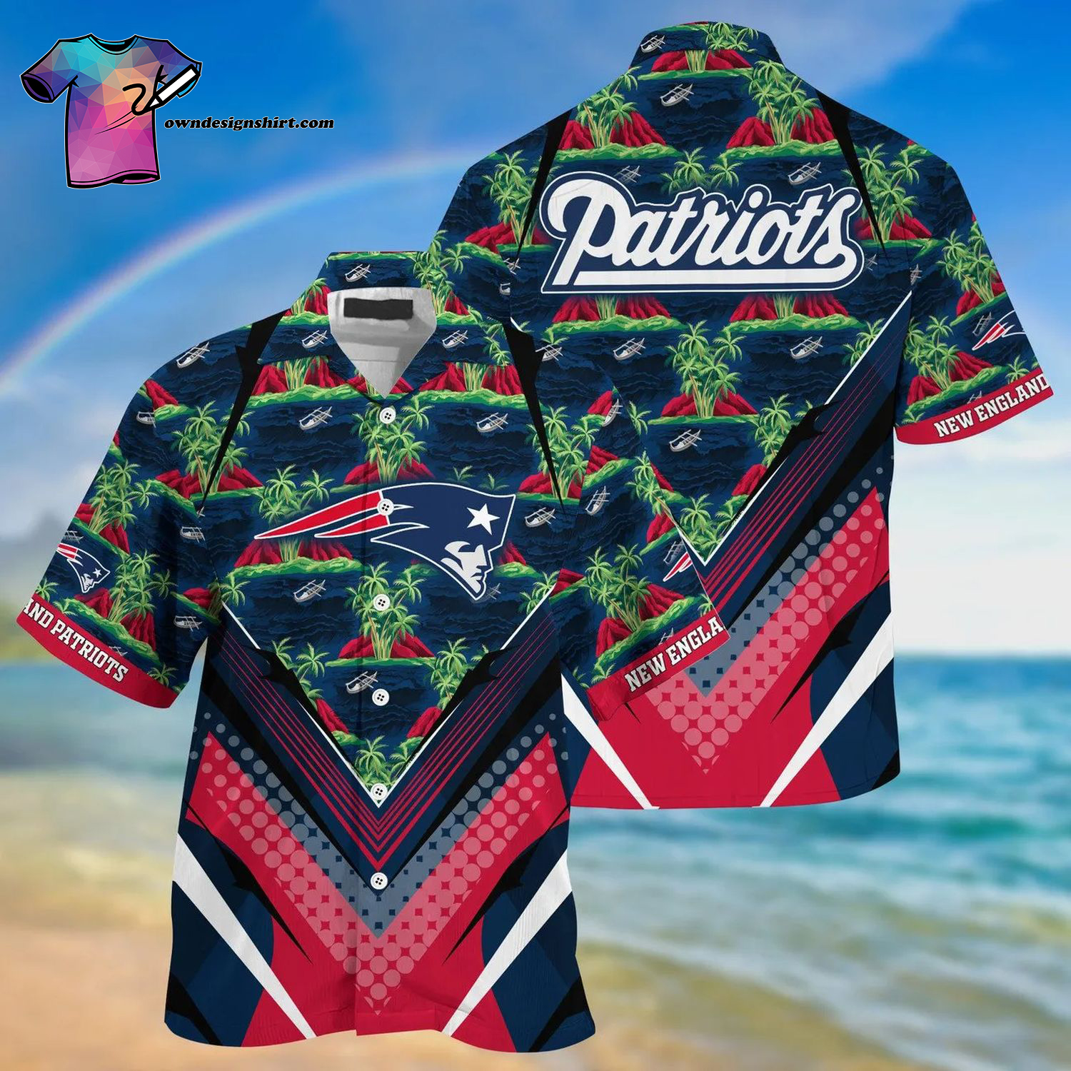 New England Patriots Sports Logo Summer Aloha Hawaiian Shirt