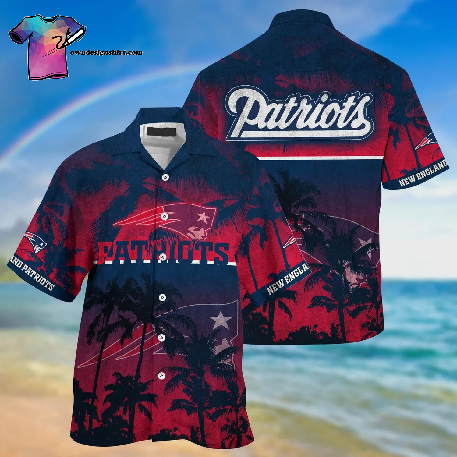 New England Patriots Symbols Button-Up Hawaiian Shirt