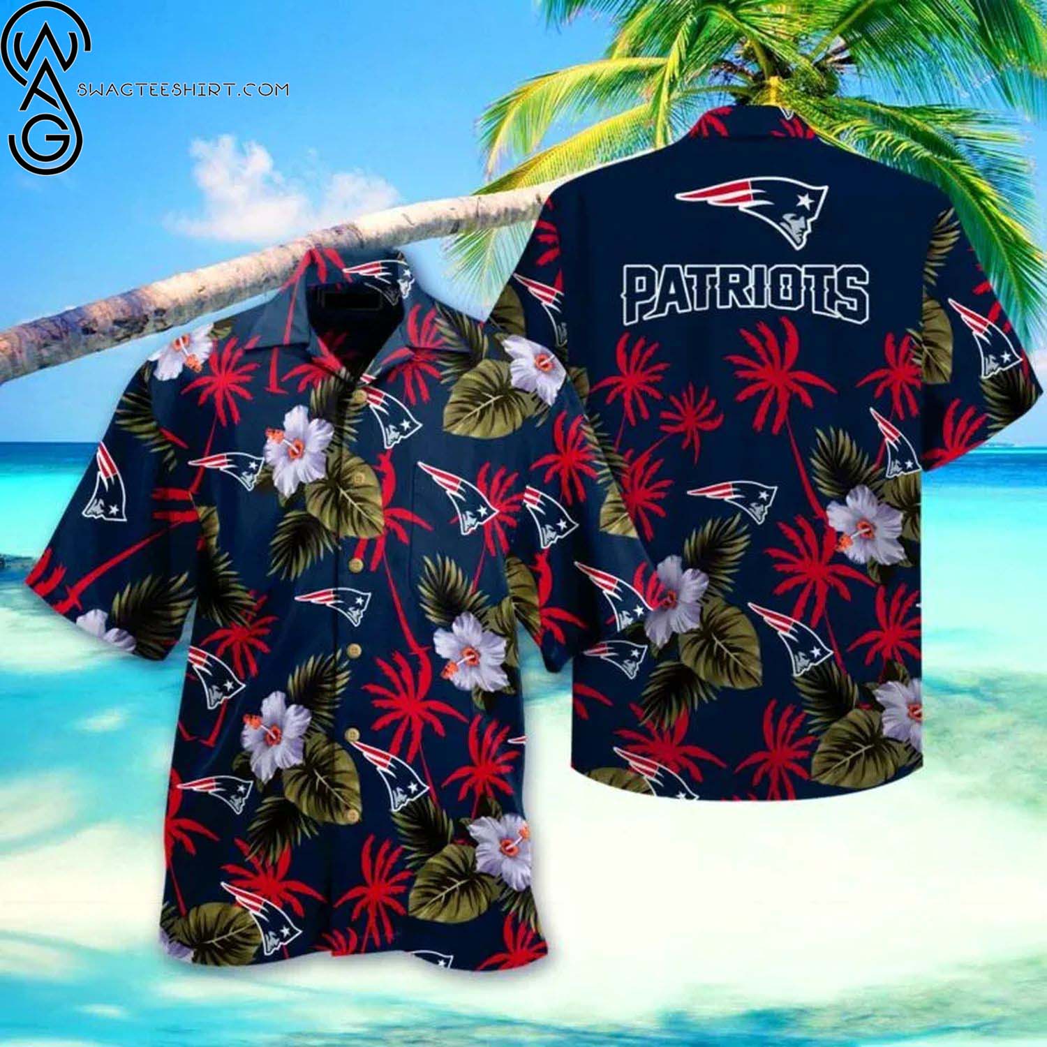 New England Patriots Stripes And Skull Summer Aloha Hawaiian Shirt