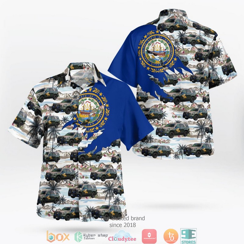 New Hampshire State Police Dodge Charger Pursuit & Bell 407 Helicopter Hawaiian Shirt