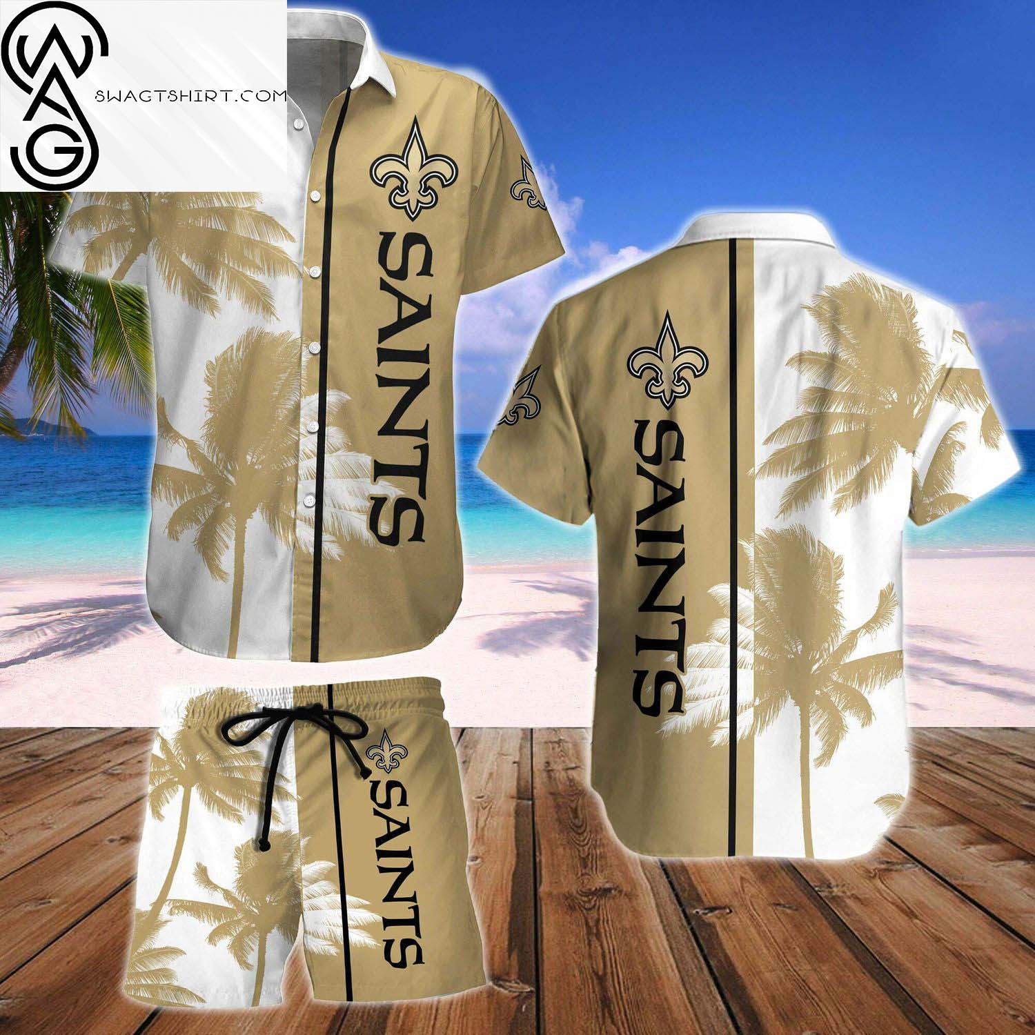 New Orleans Saints All Over Print Hawaiian Shirt And Beach Shorts