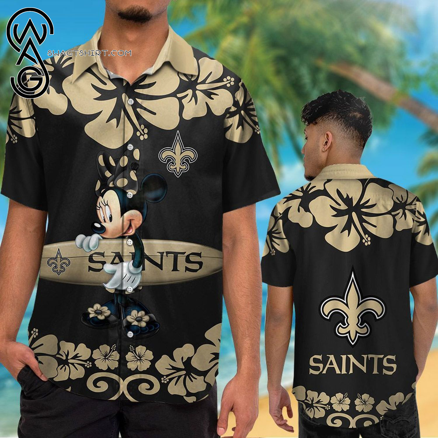 New Orleans Saints And Minnie Mouse Summer Vacation Hawaiian Shirt