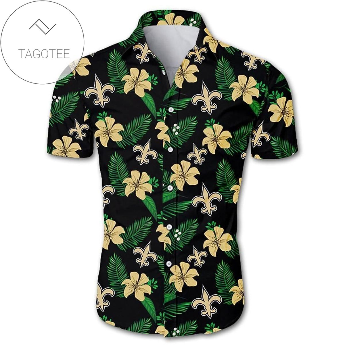 New Orleans Saints Authentic Hawaiian Shirt 2022 Tropical Flower Short Sleeve Slim Fit Body