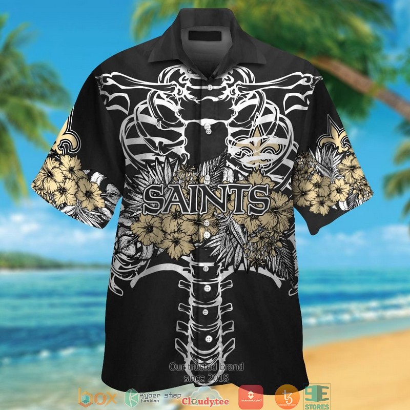 New Orleans Saints cannabis Black Hawaiian Shirt, Short