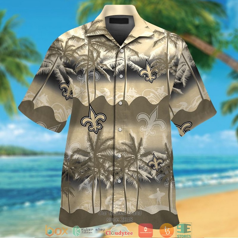 New Orleans Saints coconut island Ocean Waves Hawaiian Shirt, Short