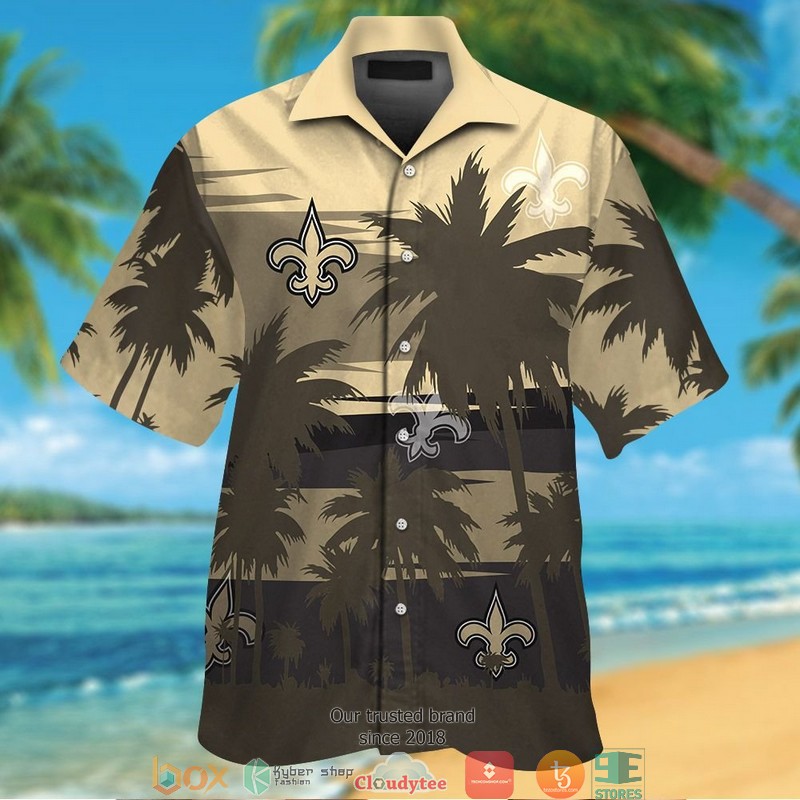 New Orleans Saints hibiscus flower line Hawaiian Shirt, Short