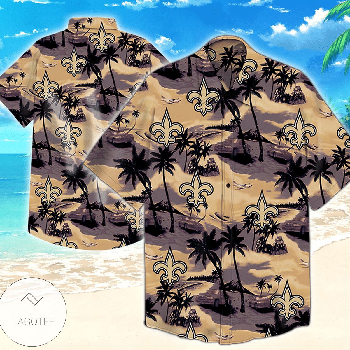 New Orleans Saints LV All Over Print Summer Short Sleeve Hawaiian Beach Shirt