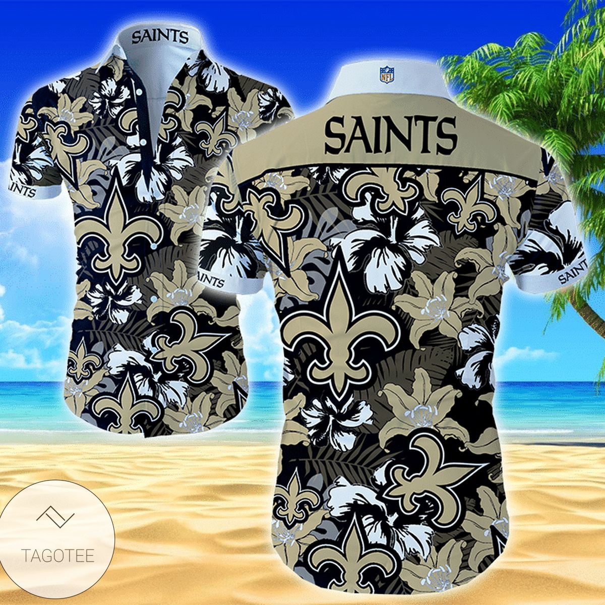 New Orleans Saints Tropical Flower Hawaiian Shirt