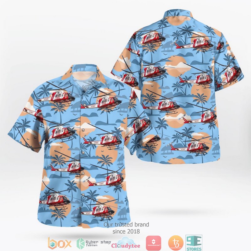 New South Wales RFS Helicopter Short Sleeve Hawaiian Shirt