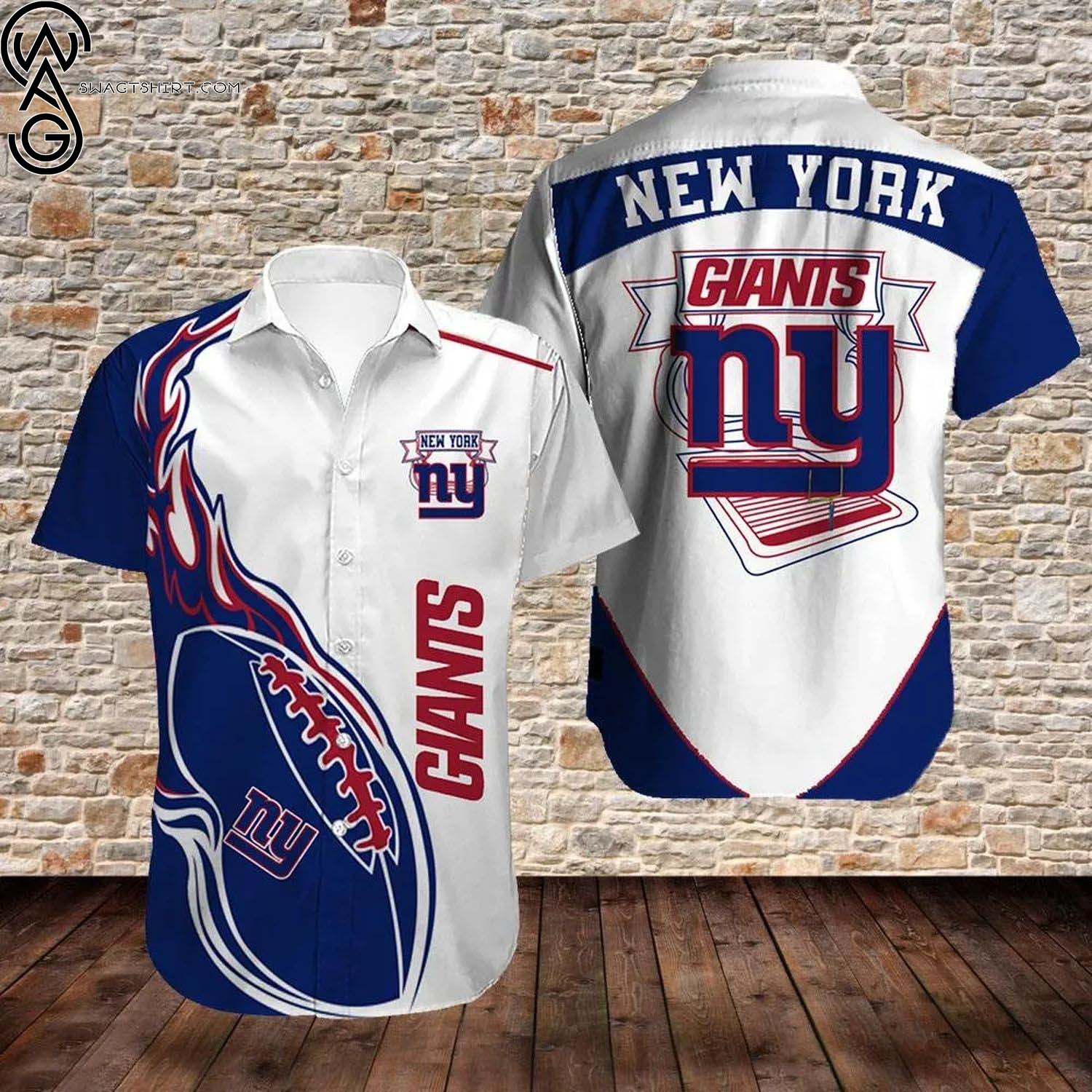 New York Giants  NFL Flowers Summer Aloha Hawaiian Shirt