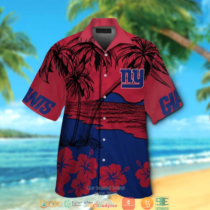 New York Giants Coconut Island Hibiscus Hawaiian Shirt, Short