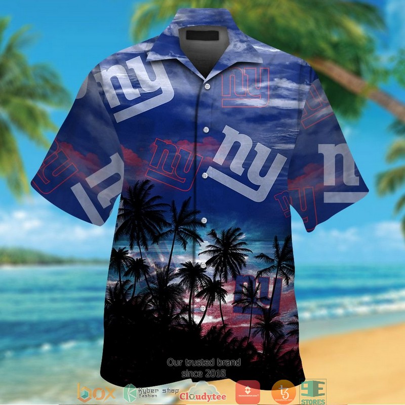 New York Giants Coconut Island Navy Hawaiian Shirt, Short