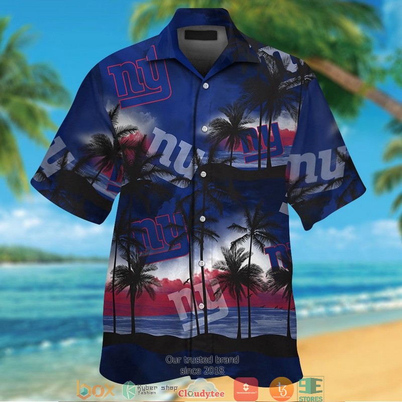 New York Giants Coconut Island Hibiscus Hawaiian Shirt, Short