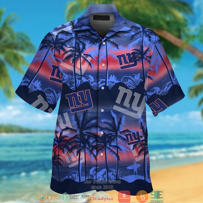 New York Giants Coconut island ocean waves Hawaiian Shirt, Short