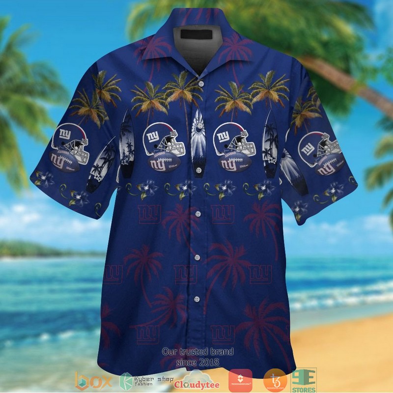 New York Giants Coconut Navy Hawaiian Shirt, Short