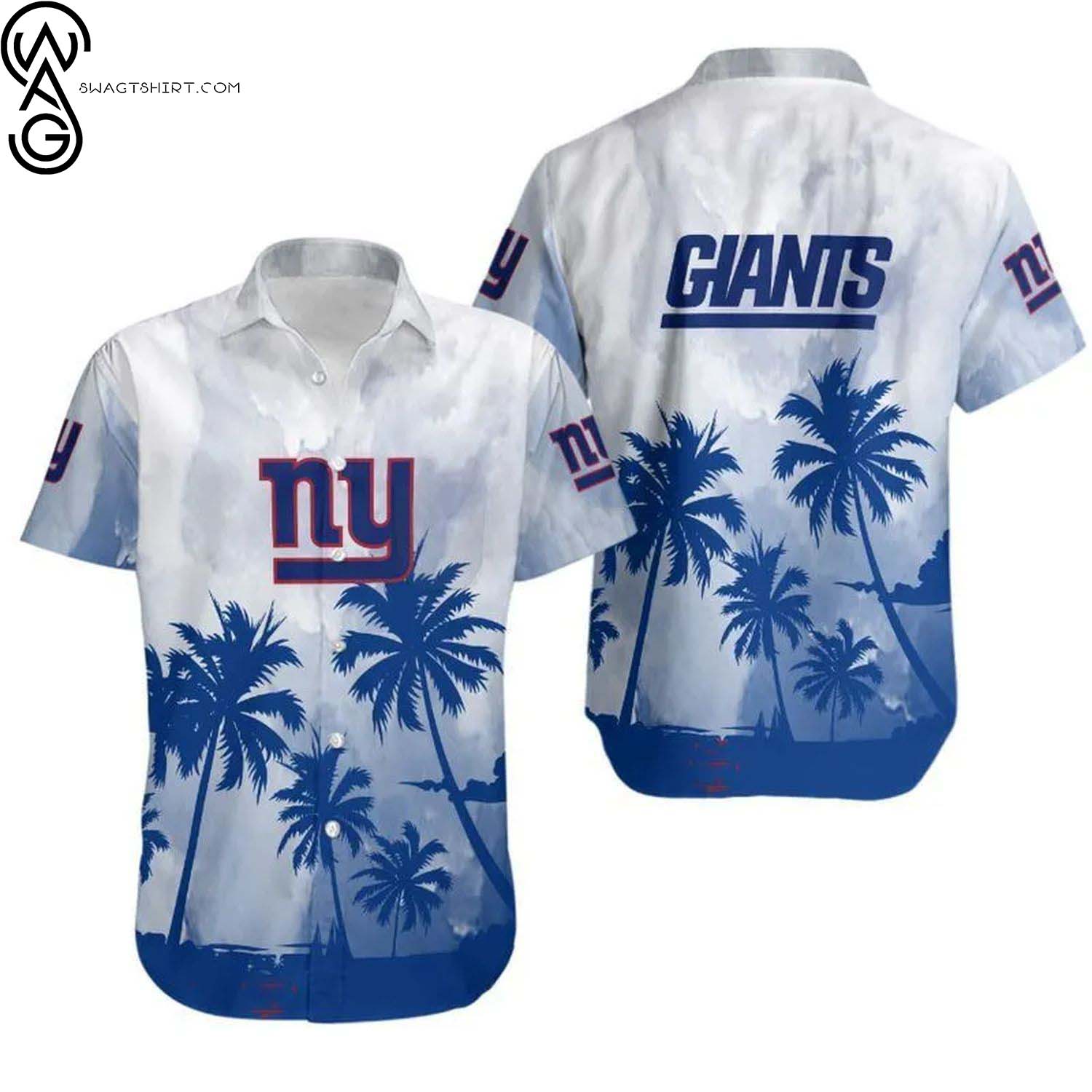 New York Giants Coconut Leaves And Skulls Summer Aloha Hawaiian Shirt