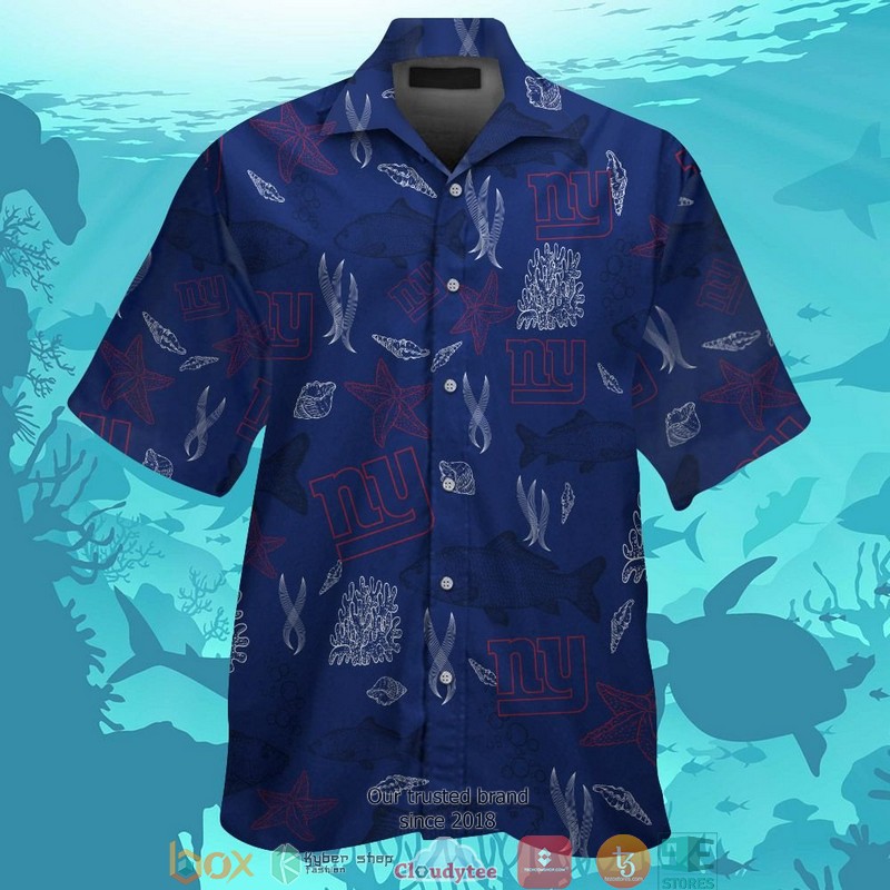 New York Giants Coconut Navy Hawaiian Shirt, Short