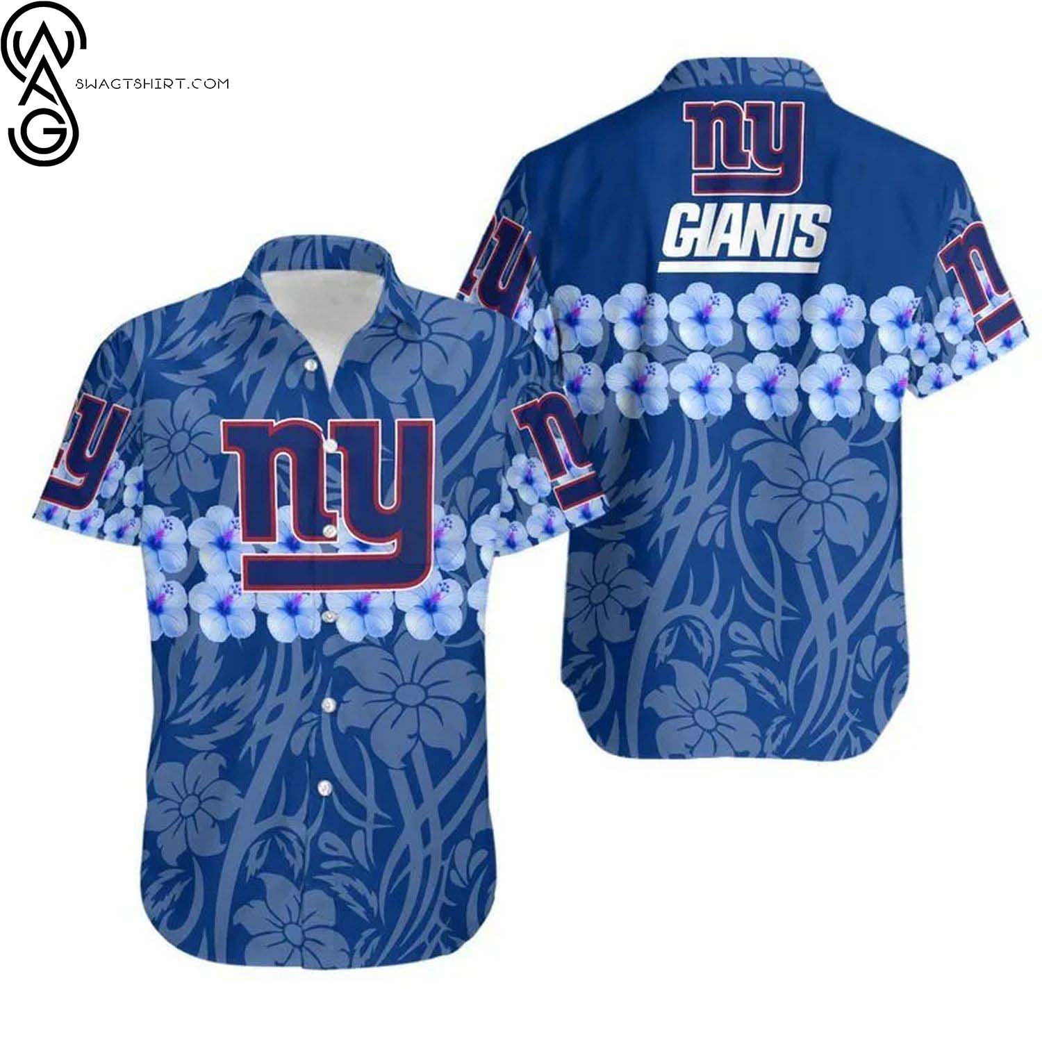 New York Giants Coconut Trees Summer Aloha Hawaiian Shirt