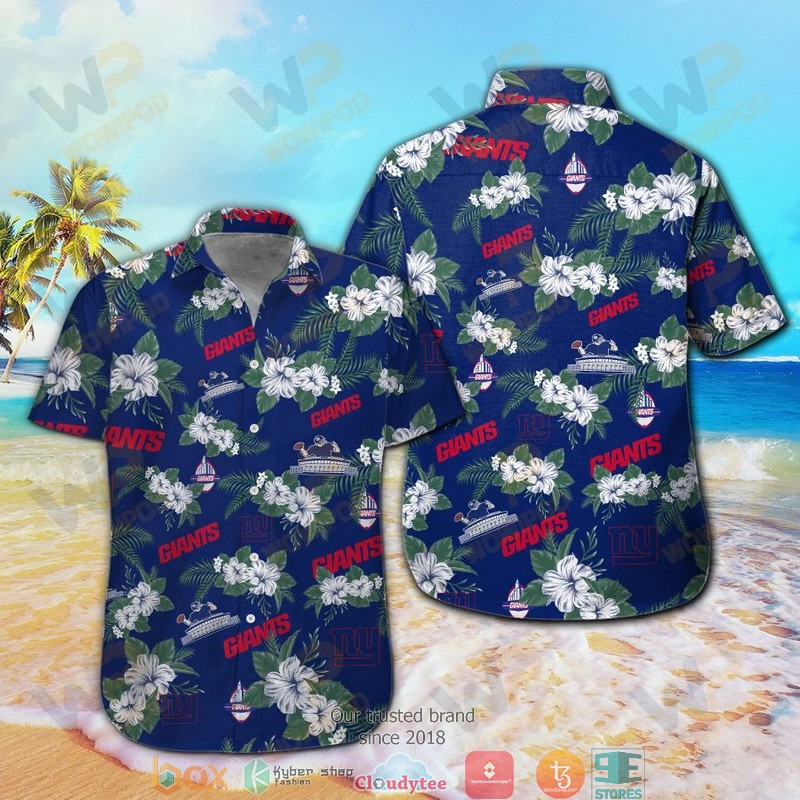 New York Giants Fish Pineapple pattern Hawaiian Shirt, Short