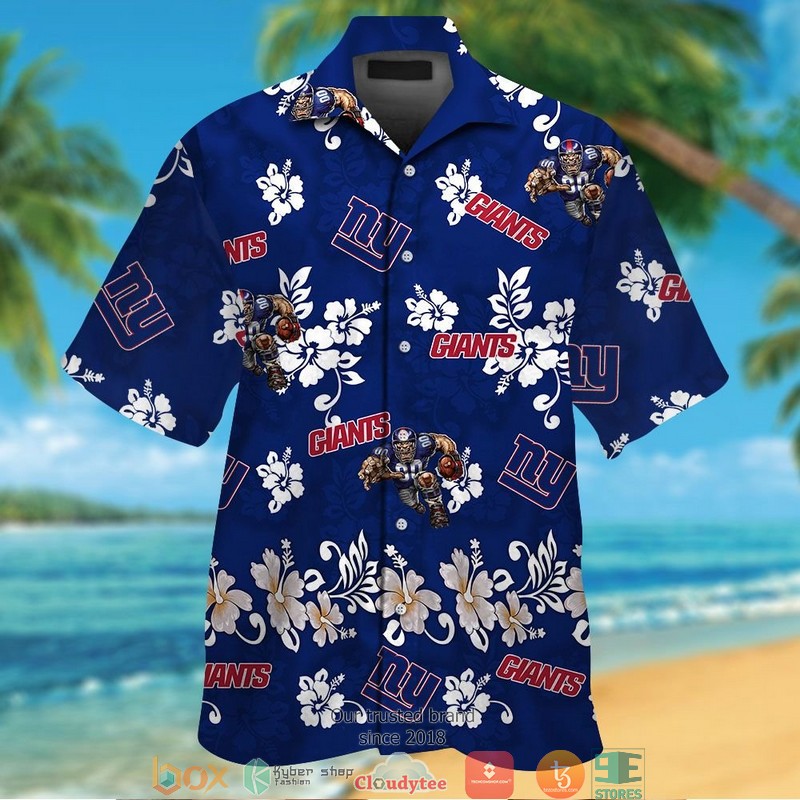 New York Giants Hibiscus flowers Hawaiian Shirt, Short