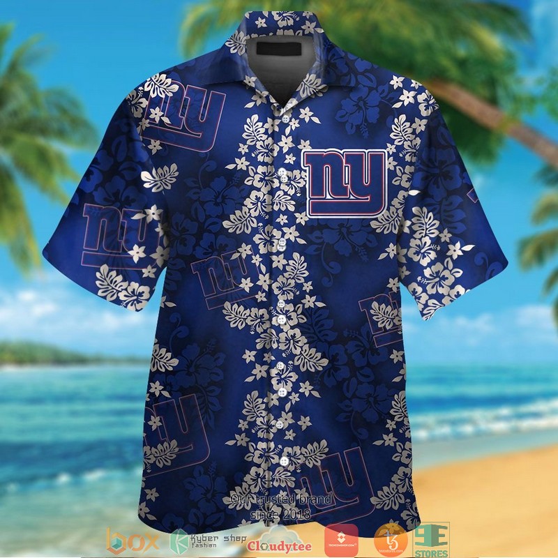 New York Giants Hibiscus Leaf Hawaiian Shirt, Short