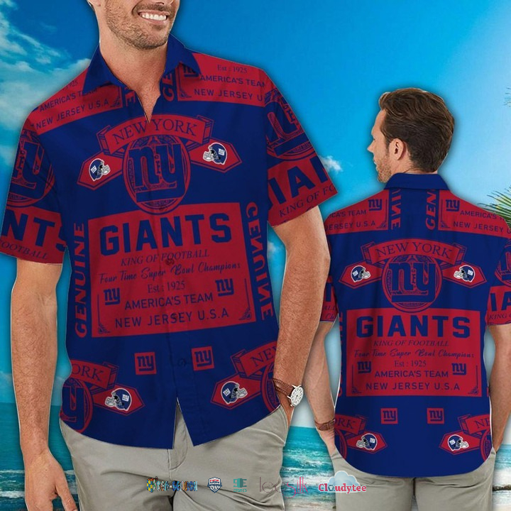 New York Giants Ocean Fishes Hawaiian Shirt Beach Short