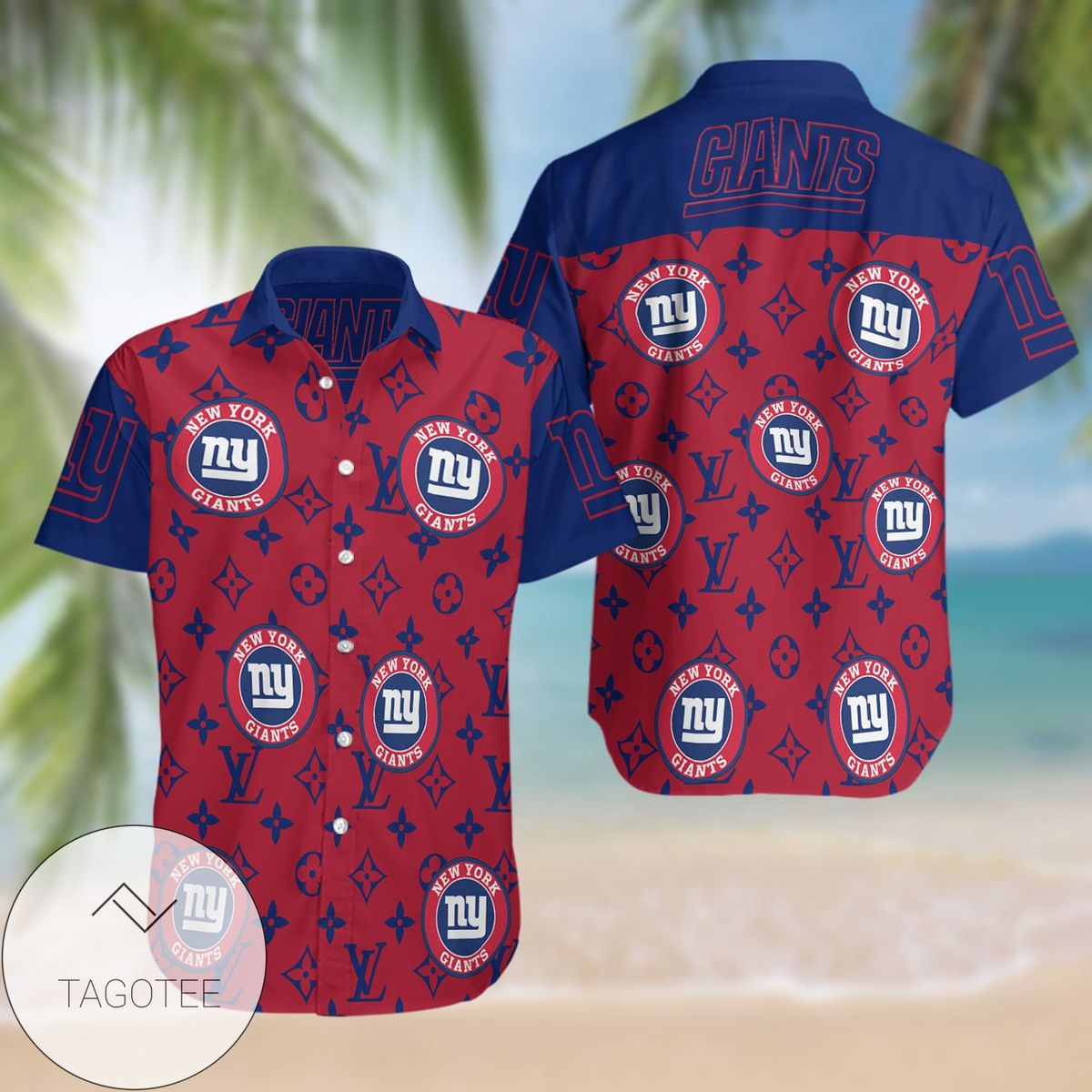 New York Giants Hawaiian Shirt Floral Button Up Slim Fit Body