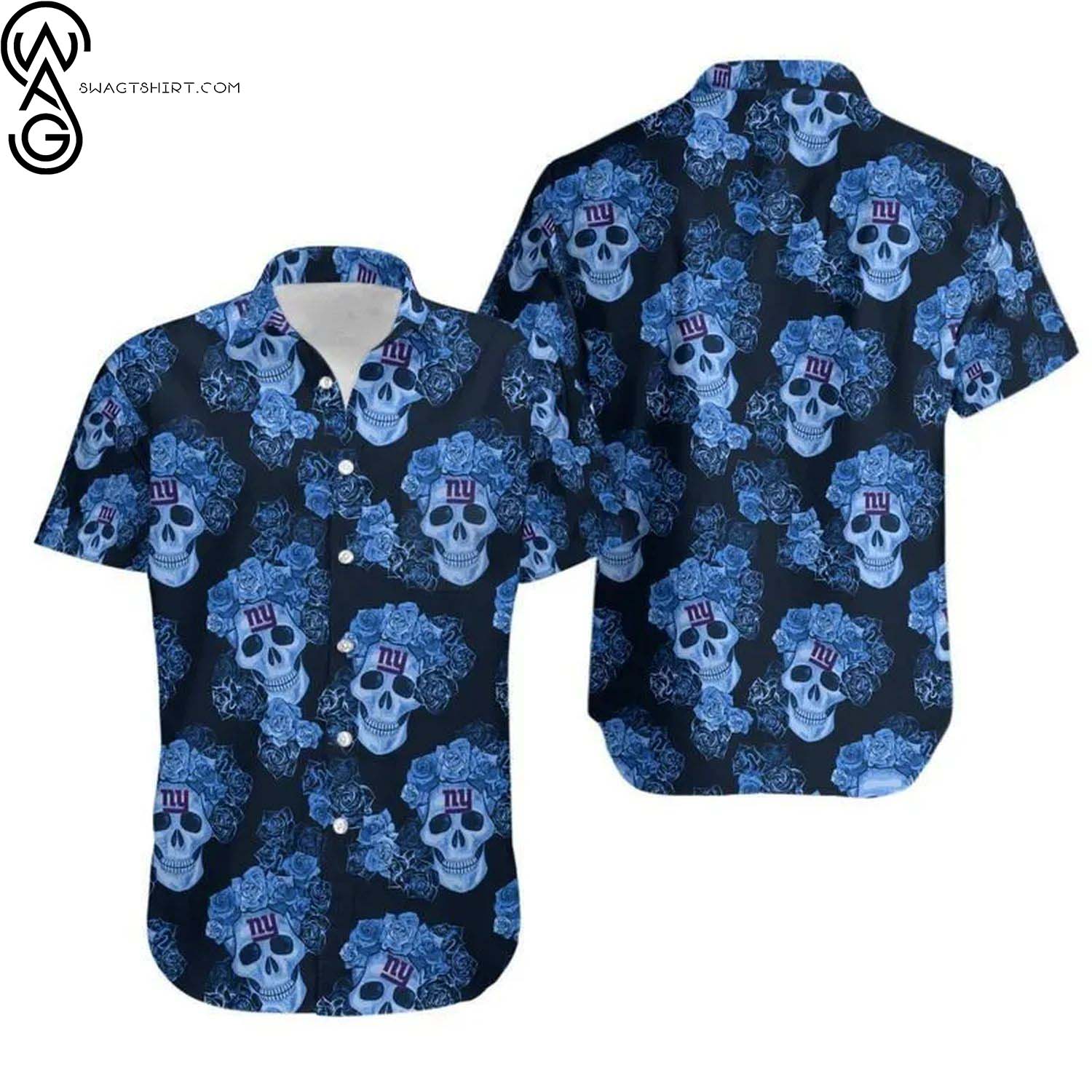 New York Giants Skull Vintage Summer Aloha Hawaiian Shirt