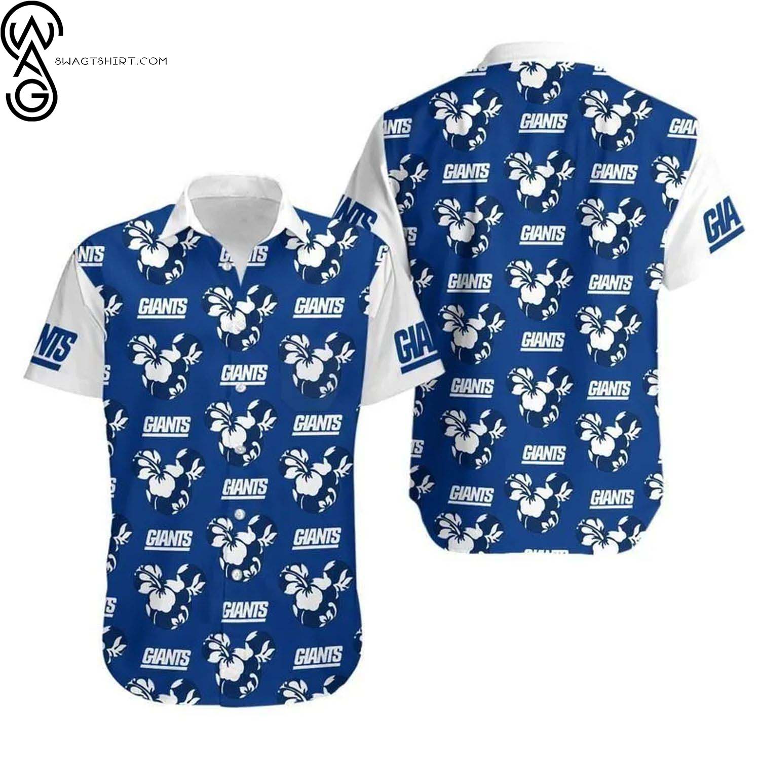 New York Giants And Mickey Mouse All Over Print Hawaiian Shirt