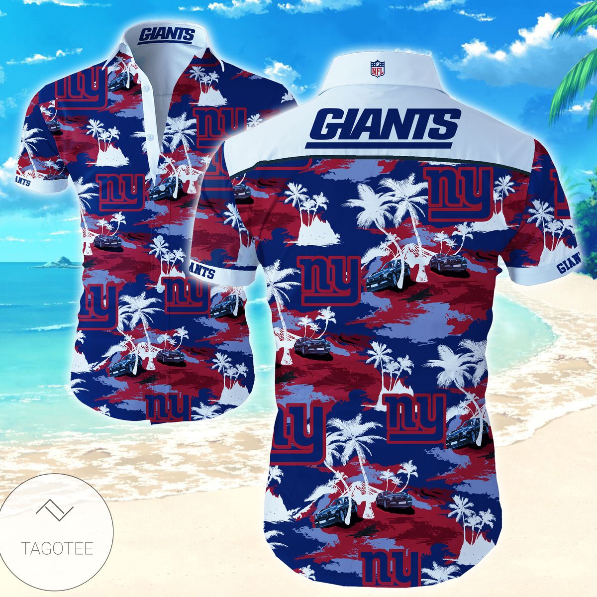 New York Giants Hawaiian Shirt Floral Button Up Slim Fit Body