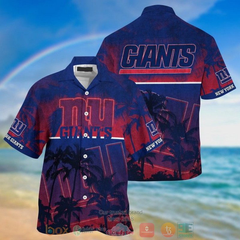 New York Giants Red Navy Blue Hawaiian Shirt, Short