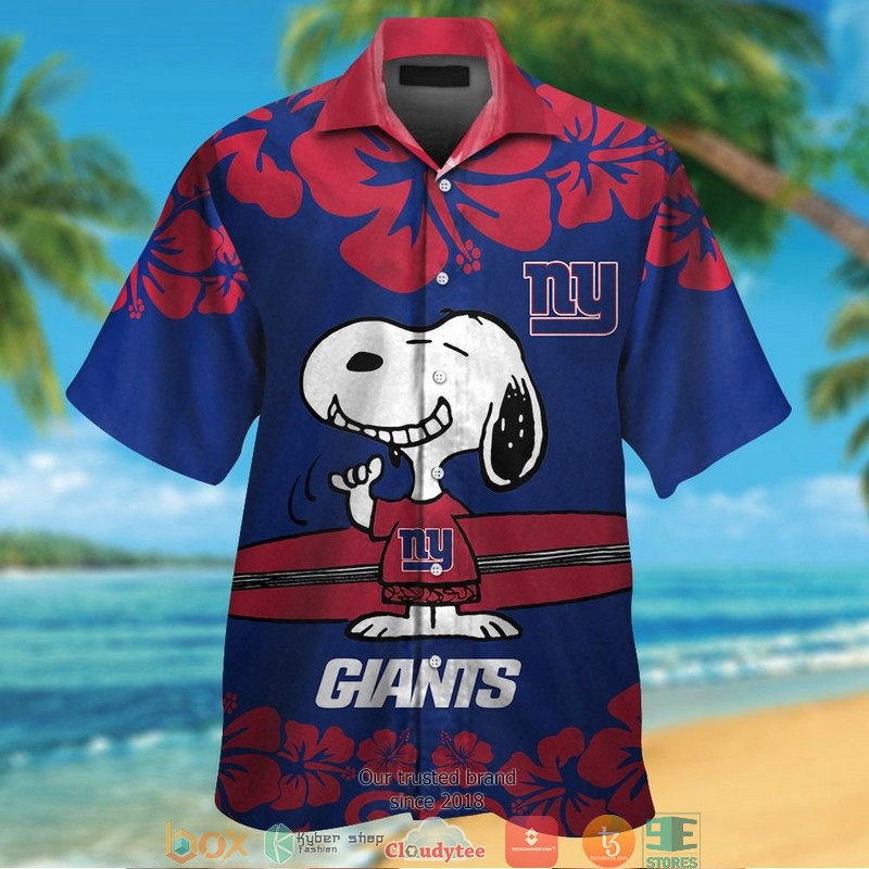 New York Giants Red Navy Blue Hawaiian Shirt, Short