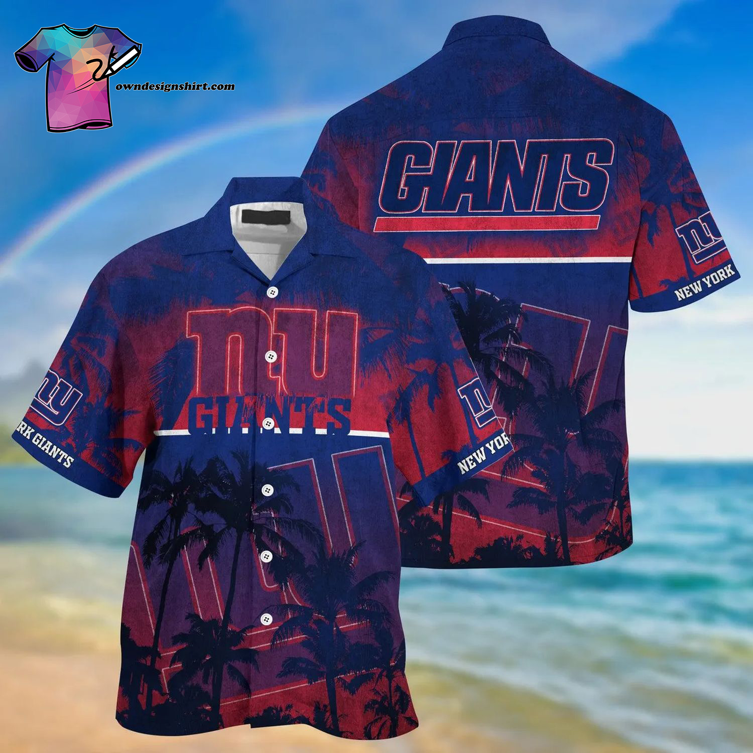 New York Giants Stripes And Skull Summer Aloha Hawaiian Shirt