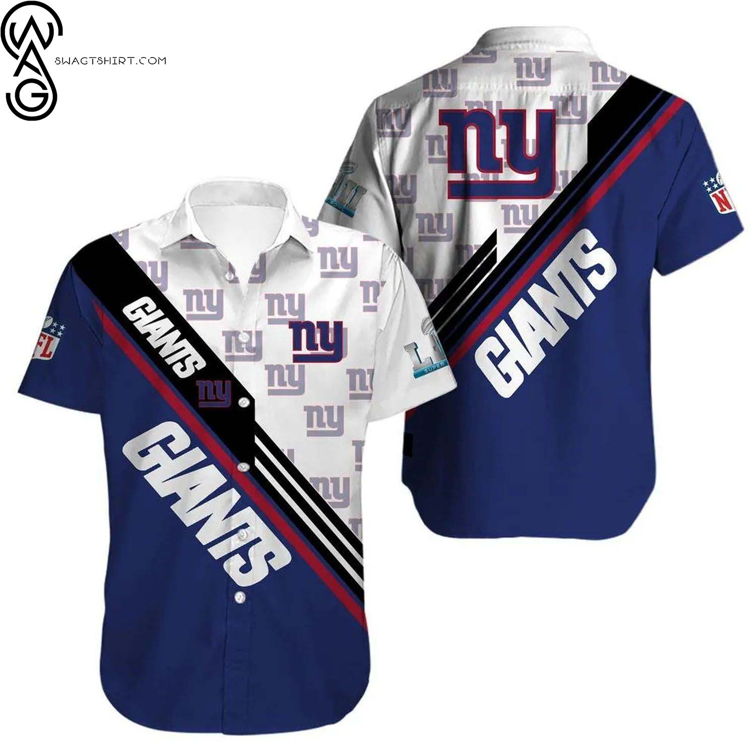 New York Giants Skull Vintage Summer Aloha Hawaiian Shirt