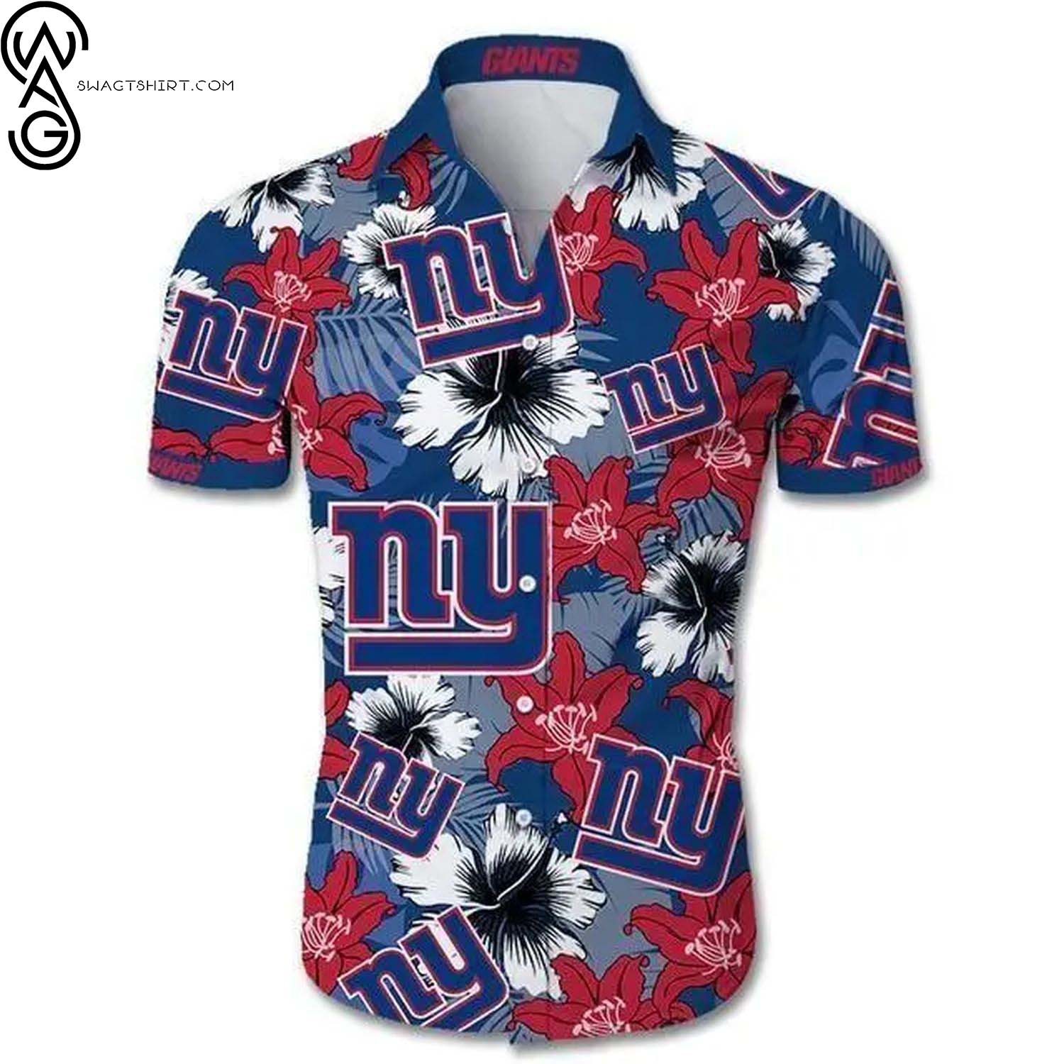 New York Giants Stripes And Skull Summer Aloha Hawaiian Shirt