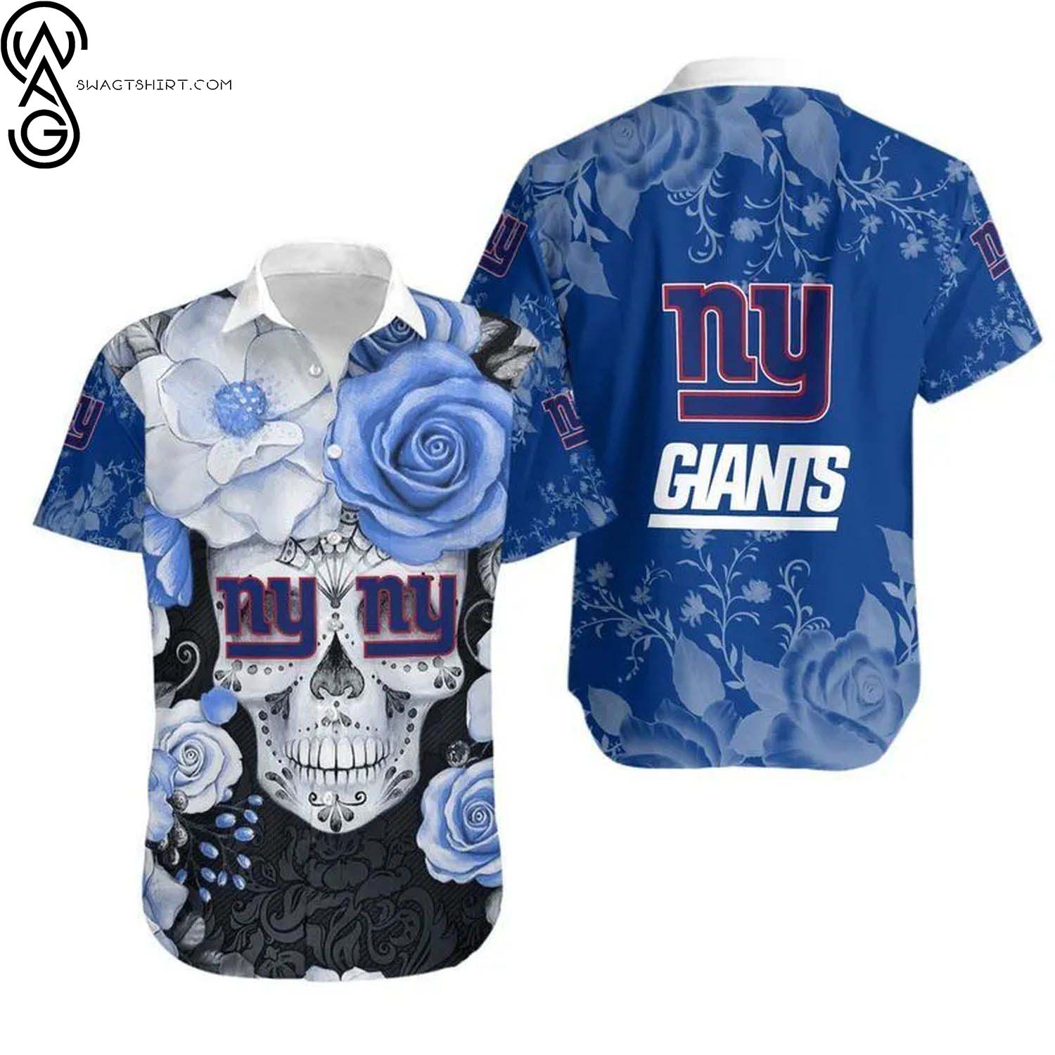 New York Giants Sugar Skull Summer Vacation Hawaiian Shirt