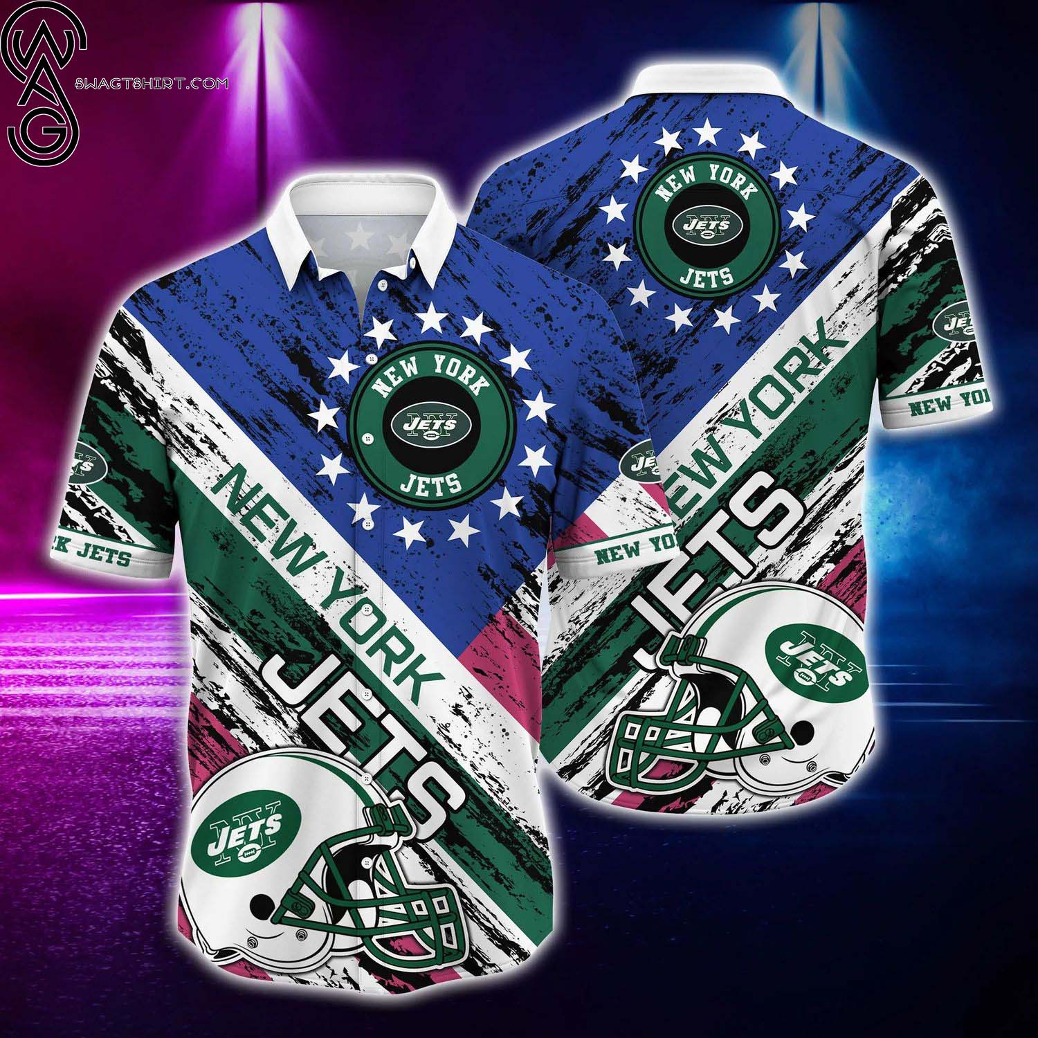 New York Jets Coconut Leaves And Skulls Summer Aloha Hawaiian Shirt