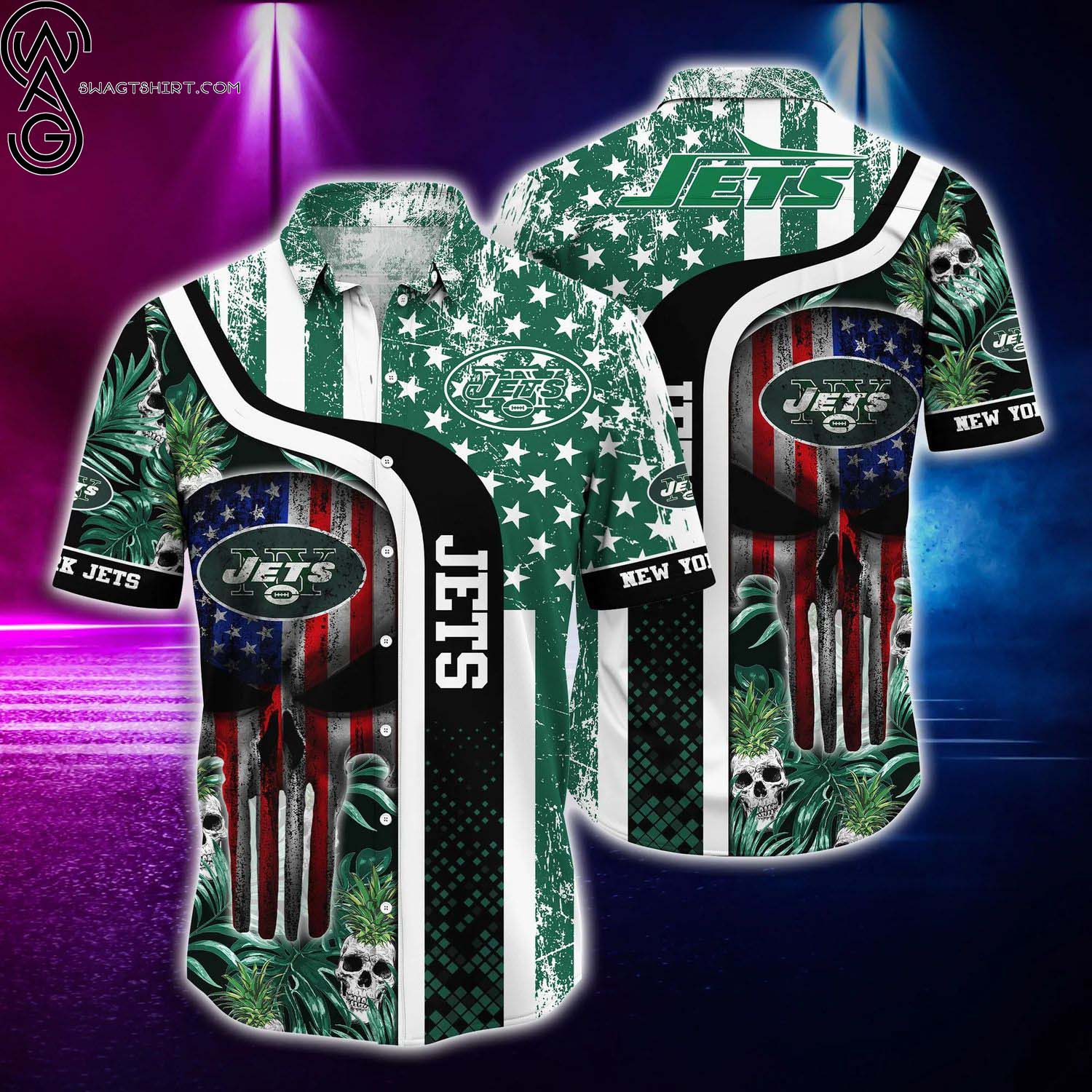 New York Jets And Rugby Helmet Summer Aloha Hawaiian Shirt