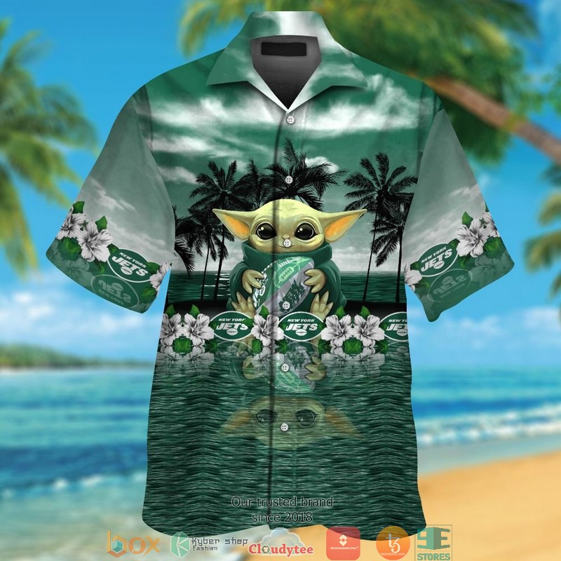 New York Jets Baby Yoda Hawaiian Shirt, Short