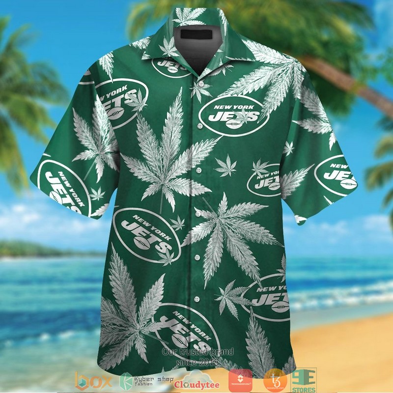 New York Jets coconut island night moon Hawaiian Shirt, Short