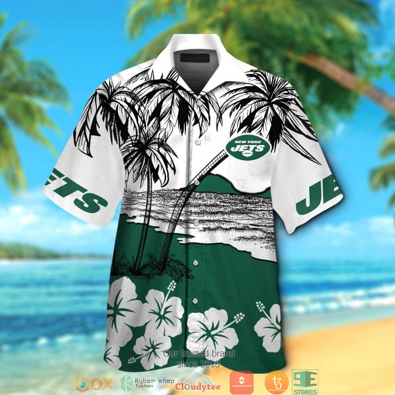 New York Jets Coconut island Ocean Hawaiian Shirt, Short