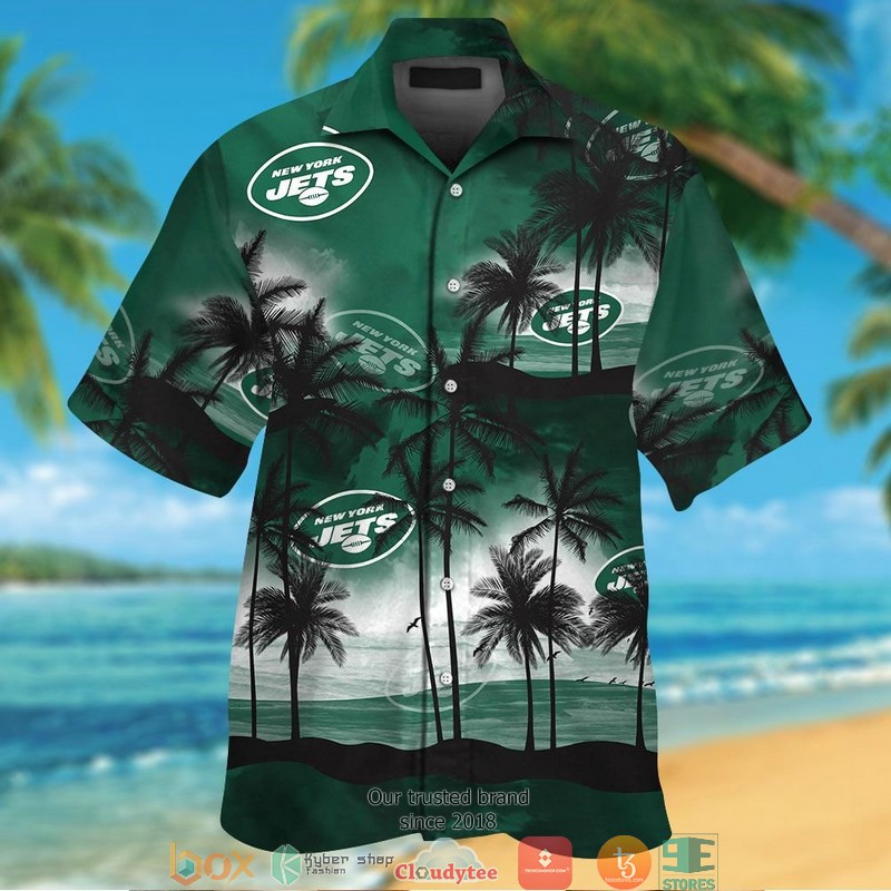 New York Jets Coconut island Ocean Waves Hawaiian Shirt, Short