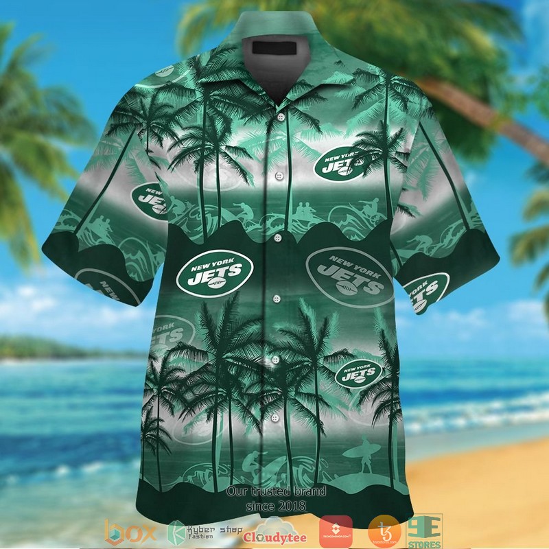 New York Jets Coconut island Ocean Hawaiian Shirt, Short