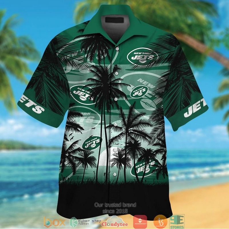 New York Jets Dark Green coconut island Hawaiian Shirt, Short