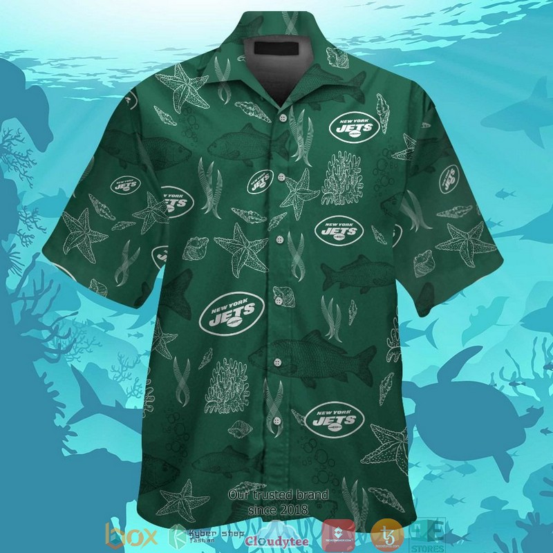 New York Jets Fish Pineapple Pattern Hawaiian Shirt, Short