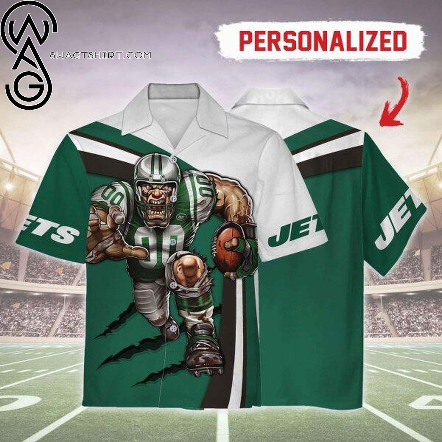 New York Jets Football Team Summer Aloha Hawaiian Shirt