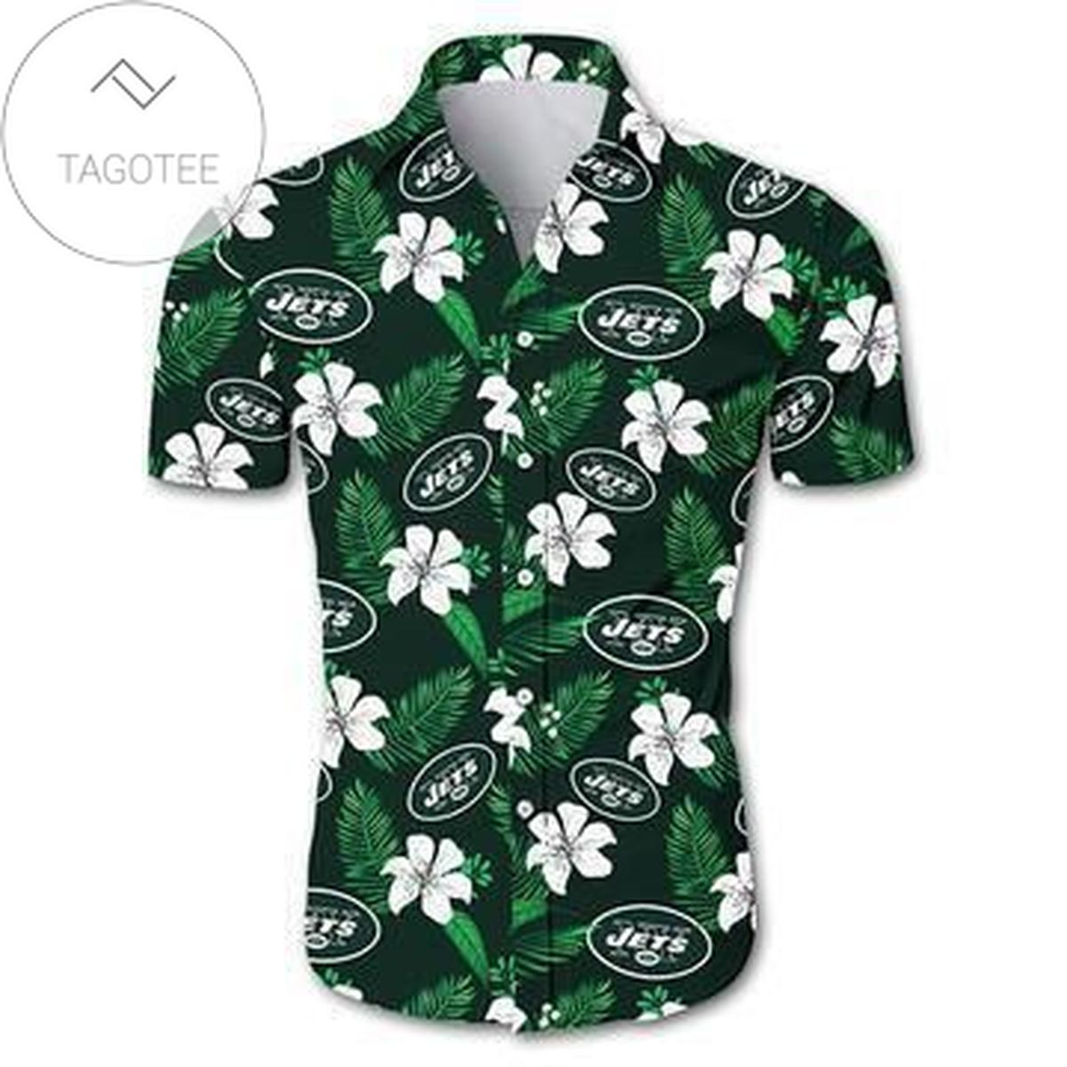 New York Jets Hawaiian 3d Shirt Tropical Flower Short Sleeve Slim Fit Body-nfl